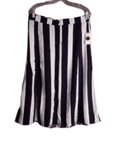 Westport Faux Button A Line Midi Skirt Blue/White/Black Vertical Stripe ... - $11.88