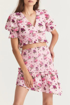 LoveShackFancy Women&#39;s Floral Printed Smocked Varana Cotton Short Mini Skirt S - £118.79 GBP