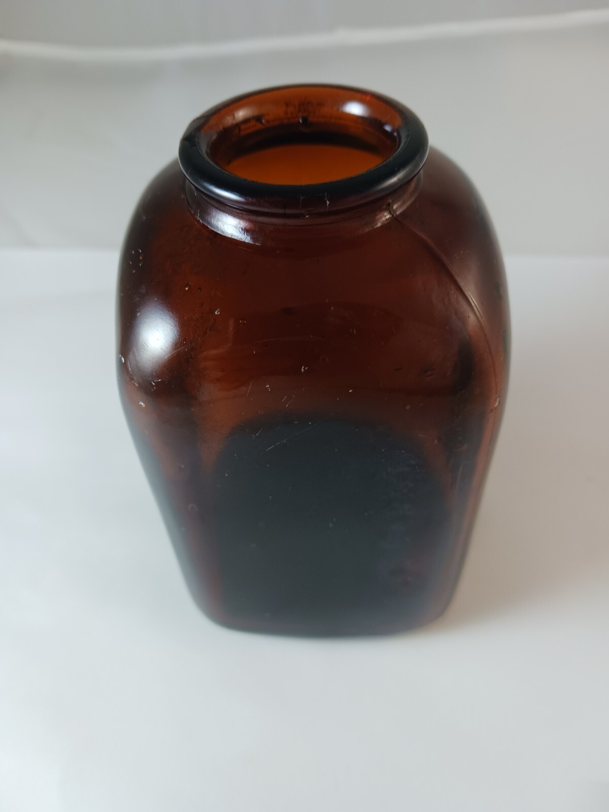 SNUFF JAR BROWN/AMBER, 2 DOT GLASS SNUFF JAR, VINTAGE Item image 5
