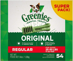 Greenies Regular Dental Dog Treats 54 count Greenies Regular Dental Dog Treats - £82.15 GBP
