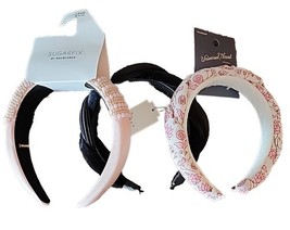 Three (3) Fabric Headbands ~ A New Day-Universal-Sugar Fix ~1-Beaded ~ 2... - $30.00