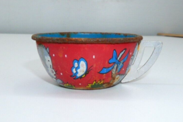 Ohio Art Company VTG Cat Kitten Butterfly Tin Litho Children&#39;s Toy Tea Cup - £9.17 GBP