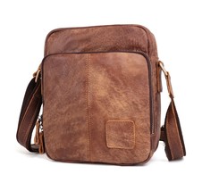 Genuine Cow Leather Messenger Bags Vintage Flap Casual Men Solid Handbags - £58.18 GBP