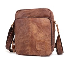 Genuine Cow Leather Messenger Bags Vintage Flap Casual Men Solid Handbags - £56.12 GBP