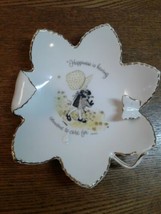Vtg 73 Holly Hobbie &quot;Happiness is having someone..&quot; Trinket Plate Gold Trim 5.5&quot; - £7.44 GBP