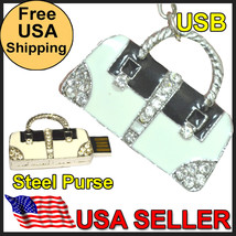 Purse Handbag Crystal Slide Out USB Memory Stick Thumb Drive Necklace Ke... - $5.93