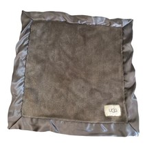 UGG Dark Gray Grey Lovey Security Blanket Baby Soft Plush Satin Trim - $20.00