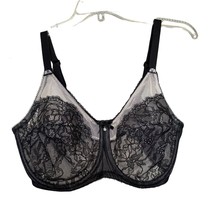 Wacoal Womens Bra Black  38DD Floral Lace Unpadded Underwired Full Cover... - $17.77