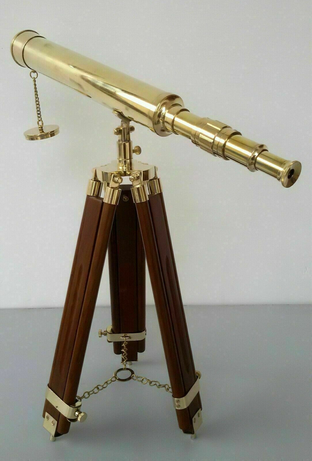 Télescope Nautique En Laiton 15,2 Cm Avec Boîte En Bois - Spyglass Pirate - Parfait Cadeau Navigation