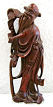 Antique Chinese Carved Rosewood Immortal Figure Arhat Luohan with Staff - $1,852.01 MXN