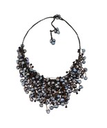 Handmade Trendy Grey Pearls Waterfall Bib Necklace - $44.99