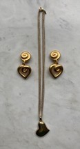 Lot Vintage Heart Jewelry 80s Clip On Earrings Avon SP Necklace  - $22.44