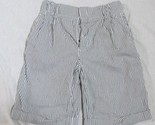 Zara Woman XS women blue white striped Bermuda pleated walking Shorts 28... - $14.84