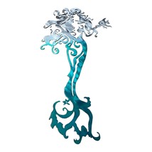 Tall Mermaid Metal Wall Art - Teal Tainted 10&quot;w x 18&quot; tall - £30.35 GBP