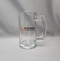 Mitsubishi Logo Advertising Clear Glass 12 oz Tankard, Beer Stein, Drinking Mug - £15.82 GBP