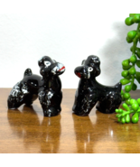 Redware Pottery Black Poodle Figurines Vintage Dog Mid-Century Decor - $14.50