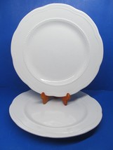 Pottery Barn Outlet Set Of 2 White 11 1/2&quot; Scalloped Beaded Verge Dinner... - £15.92 GBP
