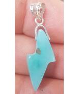BLUE larimar handcarved 925 sterling silver Gemstone RAY pendant (l-123) - $399.90 MXN