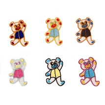 Vintage Lot 6 Bear Teddy Bear Embroidery Patches Iron-On 3 x 1.75&quot; - £9.15 GBP