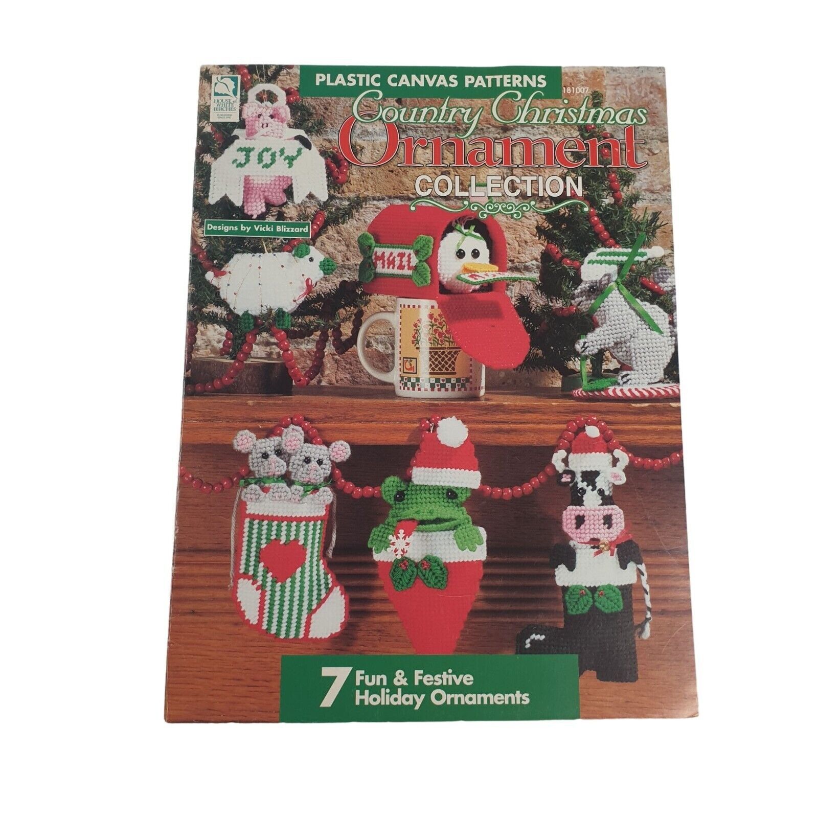 House Of White Birches Country Christmas Ornament Collection Plastic Canvas Yarn - $9.50