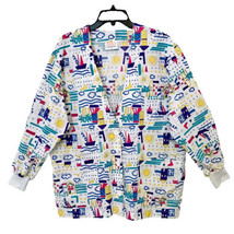 Peaches Uniforms Inc. Womens L Sailboats &amp; Sunshine Print Medical Scrub Lab Coat - $14.95