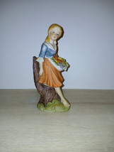 Lefton 470 Woman Figurine With Fruit Basket Made In Japan Handpainted Vintage - £11.53 GBP