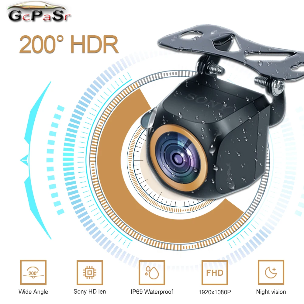 GcPaSr AHD 1920x1080P Car Rear View Camera 200° Fisheye Golden Lens Full HD - £16.53 GBP+