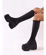 Round Toe Platform Boots - $137.37 CAD
