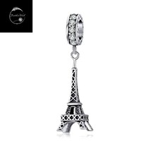Genuine 925 Sterling Silver Retro Love Paris Travel Eiffel Tower Dangle Charm - £16.35 GBP