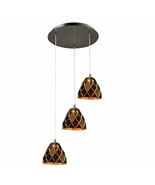 Oblique contemporary 3-Light LED Cluster Pendant with laser cut glass sh... - $64.28