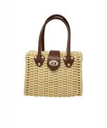 Faux Wicker Bag Purse Brown Summer Fun New - $216.28