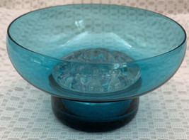 Old Morgantown Glass Barton Pattern Candlestick Vase 10 Hole Frog Peacock Blue - £32.09 GBP