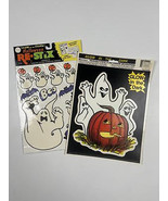 Vtg 90s Glow in the Dark Halloween Window Cling Decorations - Set of 2 S... - $13.09