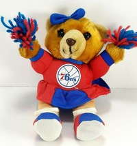 Philadelphia 76ers NBA Basic Logo Plush Cheerleader Bear With pom poms 8&quot; - £11.83 GBP