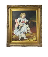Antique 19th Century Charles Burton Barber Oil Painting Child with Dog T... - $687.58 CAD