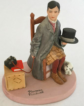 Danbury Mint Norman Rockwell Figurine 1980 &quot;SELF-PORTRAIT&quot; MAN/DOG 5.5x5.25x4&quot; - £46.65 GBP