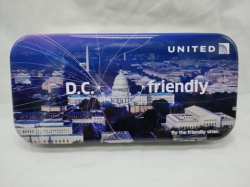 United Airlines D.C. Friendly Travel Essentials Tin 7 1/2&quot; X 3&quot; X 1 1/4&quot; - $21.77