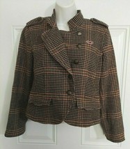 Women&#39;s Hollister Plaid Polyester/Wool Short Tweed Like Crop Jacket Size Small - £11.92 GBP