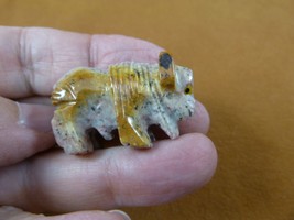 (Y-BUF-49) little tan BUFFALO calf bison carving stone gemstone SOAPSTON... - $8.59