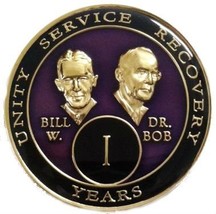 7 Year Purple Bill &amp; Bob Tri-Plate Medallion - $17.81