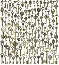 Bulk Skeleton Key Pendants Antiqued Bronze Assorted Steampunk Charms Wedding 125 - £19.21 GBP