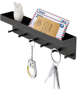 Mail Rack Key Holder Hanger Wall Letter Organizer with Shelf &amp; Hook Rust... - £14.14 GBP