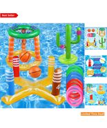 Durable Inflatable Pool Party Set: 8 Rings, Cactus & Cross Toss Games - 13 Items