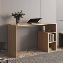 47&quot; Oak Writing Desk | Home Office &amp; Gaming Desk w/ Shelves - £132.87 GBP