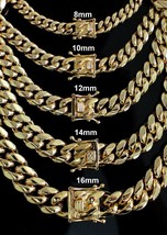 Stainless Steel Mens Necklace Cuban Curb Link Heavy Solid Chain 18k Gold Plated  - £8.49 GBP+