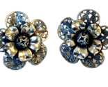 Vintage Beau Sterling Silver Filigree Flower Screw Back Earrings - £13.37 GBP