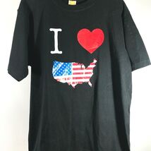 I Love USA America Black Patriotic T Shirt XL New Jersey Short Sleeve Fl... - $14.24