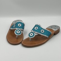 Jack Rogers Navajo Glitter Sandals Silver Turquoise sz 8 - £30.76 GBP