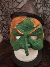 2007 TAKE ONE Scary Face Green Witch Orange  Hair Halloween Mask Half Old Stock - £15.82 GBP