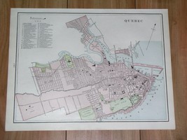 1898 Original Antique Map Of Quebec City / Canada - $27.47